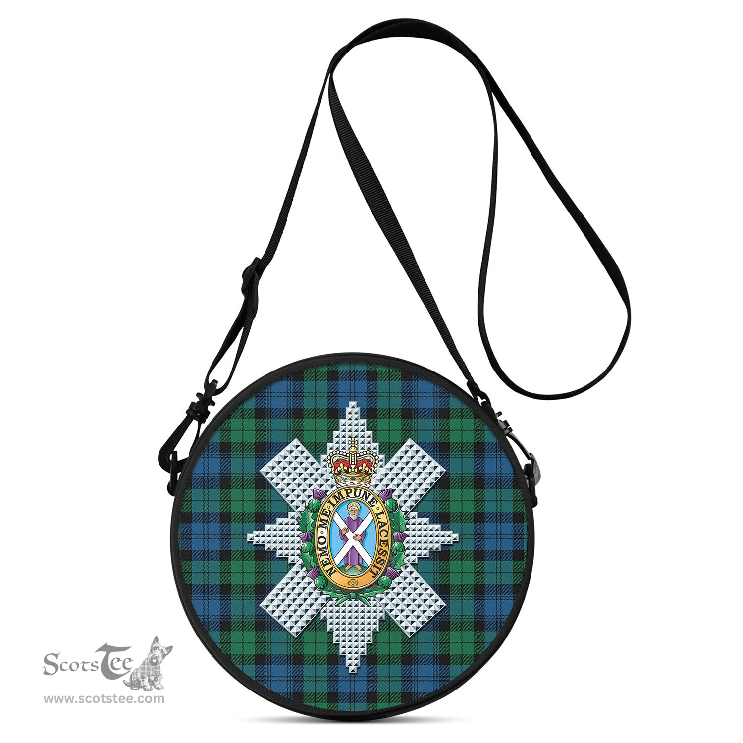 Scottish Black Watch Ancient Tartan Round Crossbody Bags - Round Purse with Family Crest Scottish Plaid Tartan Plaid - ScotsTee - scotstee.com