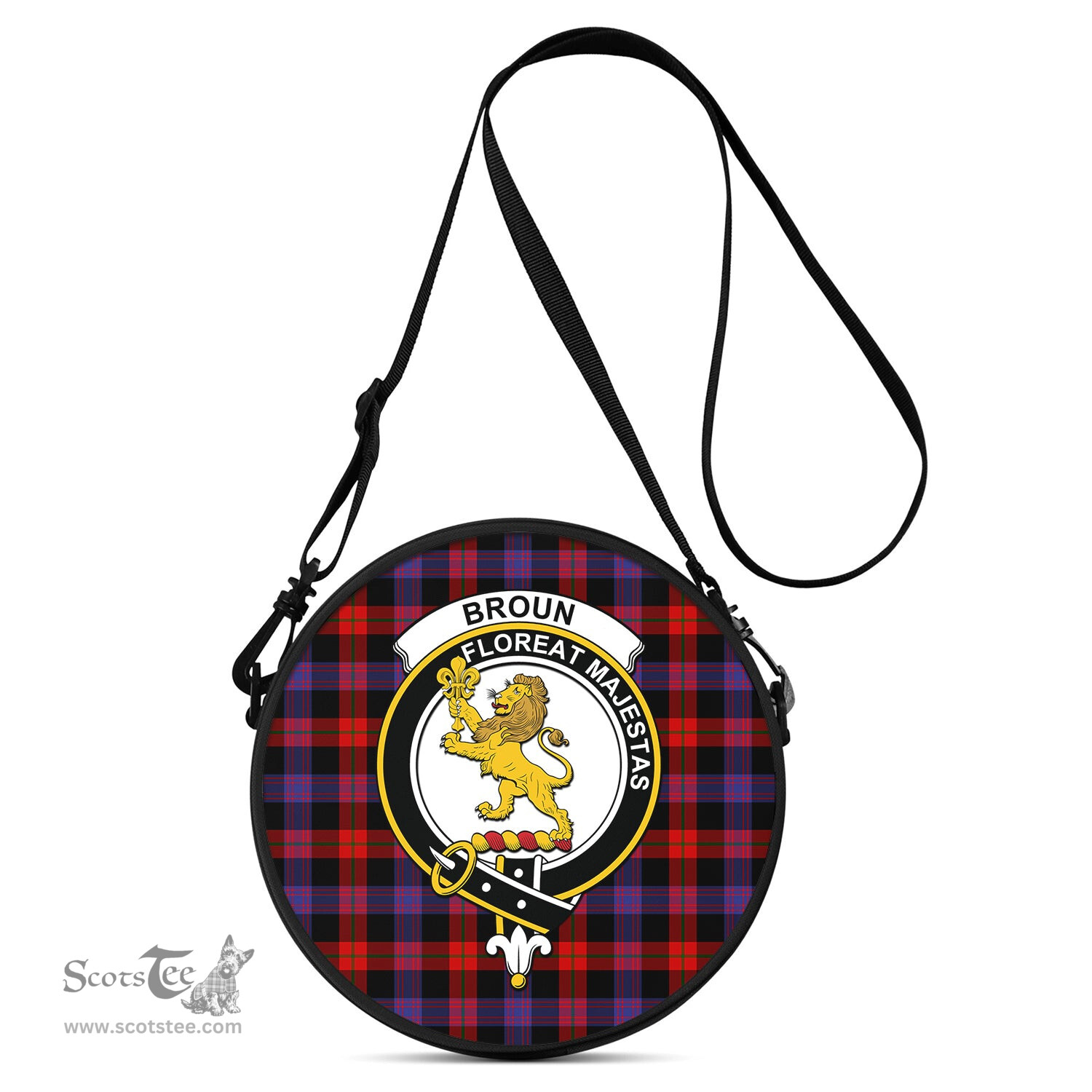 Scottish Broun Modern Tartan Round Crossbody Bags - Round Purse with Family Crest Scottish Plaid Tartan Plaid - ScotsTee - scotstee.com