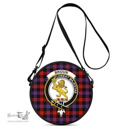 Scottish Broun Modern Tartan Round Crossbody Bags - Round Purse with Family Crest Scottish Plaid Tartan Plaid - ScotsTee - scotstee.com