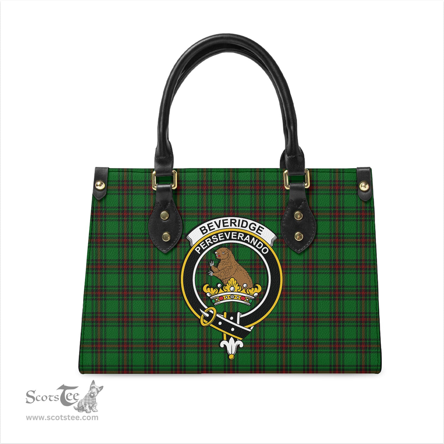 Scottish Beveridge Tartan Leather Bag for Women with Family Crest Scottish Plaid Tartan Plaid - ScotsTee - scotstee.com