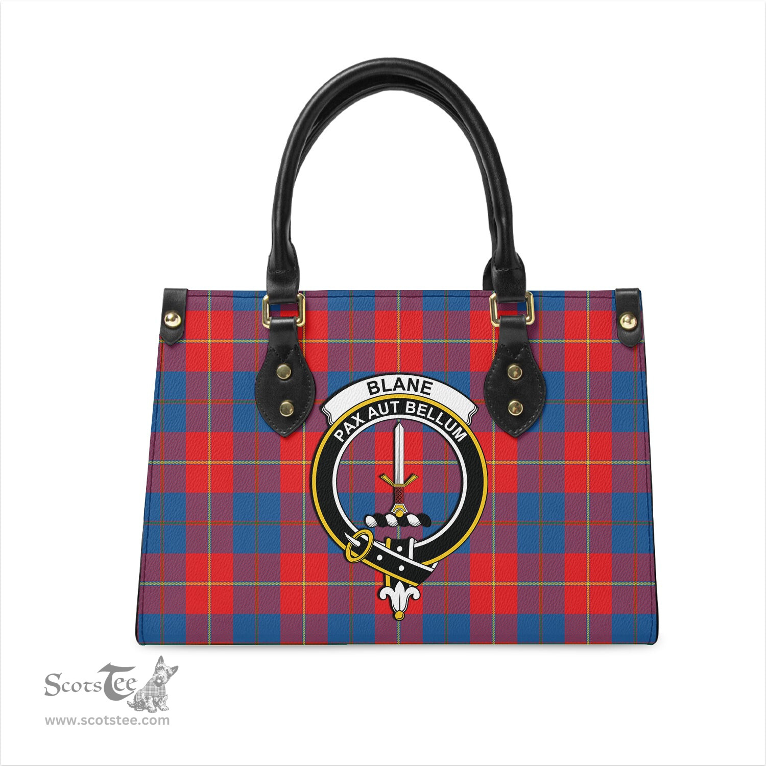 Scottish Blane Tartan Leather Bag for Women with Family Crest Scottish Plaid Tartan Plaid - ScotsTee - scotstee.com