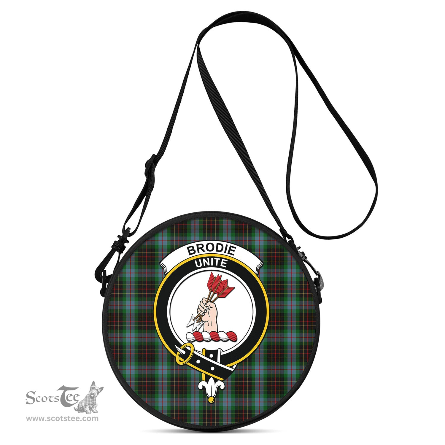 Scottish Brodie Hunting Tartan Round Crossbody Bags - Round Purse with Family Crest Scottish Plaid Tartan Plaid - ScotsTee - scotstee.com
