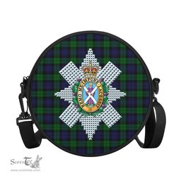 Scottish Black Watch Tartan Round Crossbody Bags - Round Purse with Family Crest Scottish Plaid Tartan Plaid - ScotsTee - scotstee.com