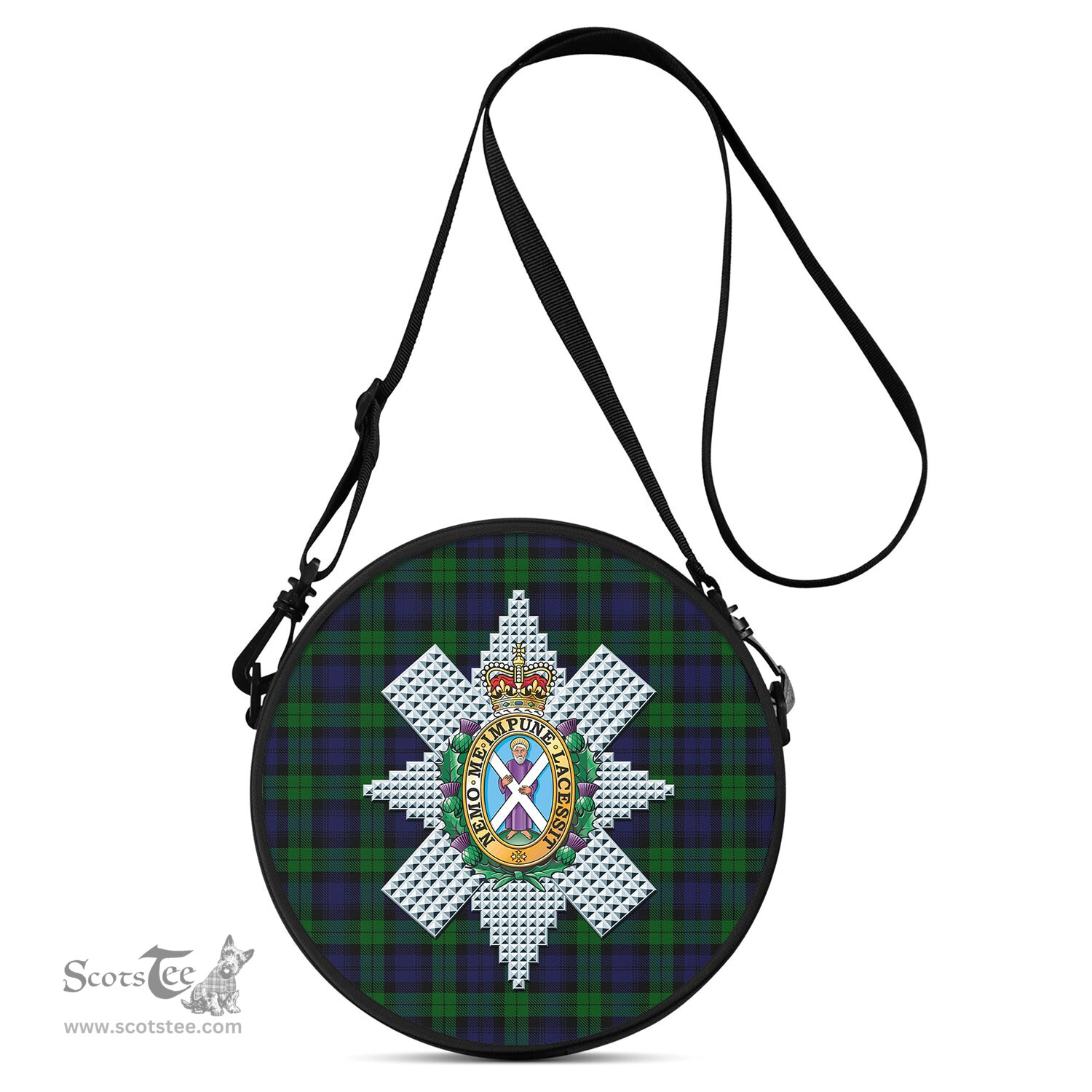 Scottish Black Watch Tartan Round Crossbody Bags - Round Purse with Family Crest Scottish Plaid Tartan Plaid - ScotsTee - scotstee.com
