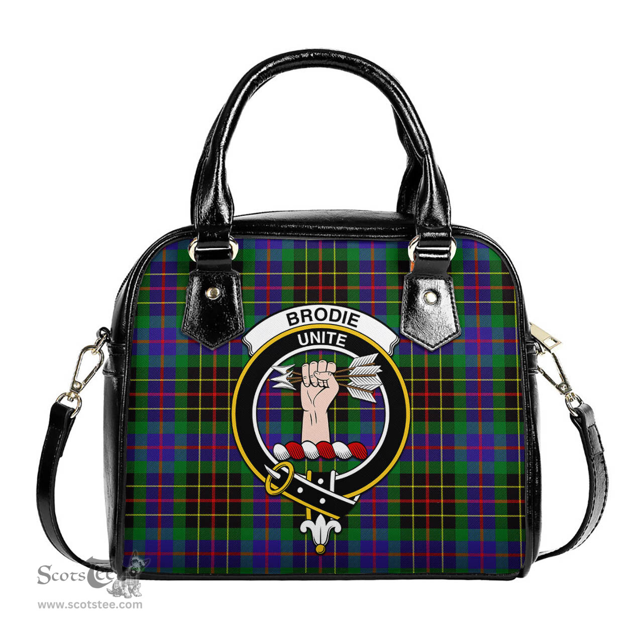 Scottish Brodie Hunting Modern Tartan Shoulder Handbags with Family Crest Scottish Plaid Tartan Plaid - ScotsTee - scotstee.com