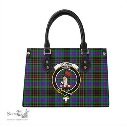 Scottish Brodie Hunting Modern Tartan Leather Bag for Women with Family Crest Scottish Plaid Tartan Plaid - ScotsTee - scotstee.com