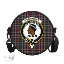 Scottish Borthwick Tartan Round Crossbody Bags - Round Purse with Family Crest Scottish Plaid Tartan Plaid - ScotsTee - scotstee.com