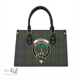Scottish Bisset Tartan Leather Bag for Women with Family Crest Scottish Plaid Tartan Plaid - ScotsTee - scotstee.com