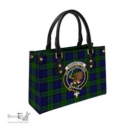 Scottish Bannatyne Tartan Leather Bag for Women with Family Crest Scottish Plaid Tartan Plaid - ScotsTee - scotstee.com