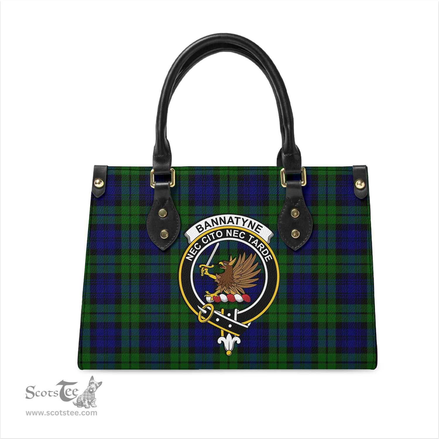 Scottish Bannatyne Tartan Leather Bag for Women with Family Crest Scottish Plaid Tartan Plaid - ScotsTee - scotstee.com