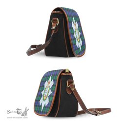Scottish Black Watch Modern Tartan Saddle Crossbody Bag with Family Crest Scottish Plaid Tartan Plaid - ScotsTee - scotstee.com