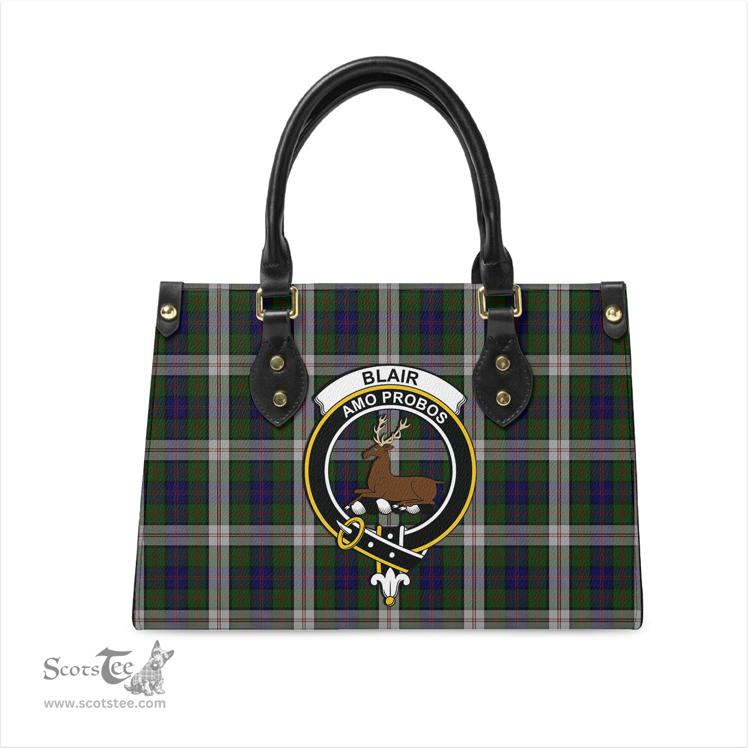 Scottish Blair Dress Tartan Leather Bag for Women with Family Crest Scottish Plaid Tartan Plaid - ScotsTee - scotstee.com