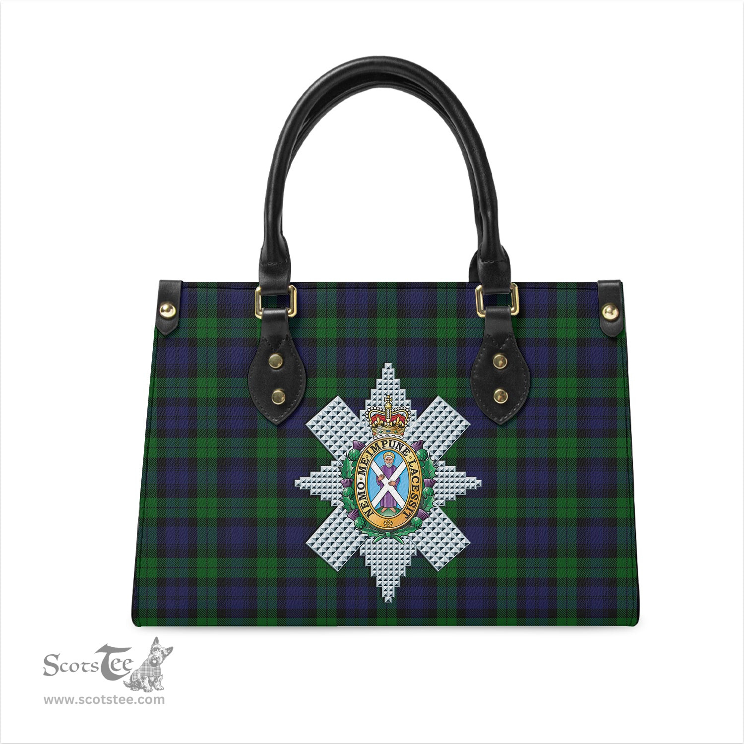Scottish Black Watch Tartan Leather Bag for Women with Family Crest Scottish Plaid Tartan Plaid - ScotsTee - scotstee.com