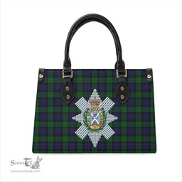Scottish Black Watch Tartan Leather Bag for Women with Family Crest Scottish Plaid Tartan Plaid - ScotsTee - scotstee.com
