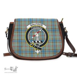Scottish Balfour Blue Tartan Saddle Crossbody Bag with Family Crest Scottish Plaid Tartan Plaid - ScotsTee - scotstee.com
