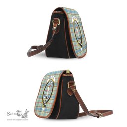 Scottish Balfour Blue Tartan Saddle Crossbody Bag with Family Crest Scottish Plaid Tartan Plaid - ScotsTee - scotstee.com