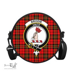 Scottish Brodie Modern Tartan Round Crossbody Bags - Round Purse with Family Crest Scottish Plaid Tartan Plaid - ScotsTee - scotstee.com