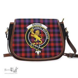 Scottish Broun Modern Tartan Saddle Crossbody Bag with Family Crest Scottish Plaid Tartan Plaid - ScotsTee - scotstee.com