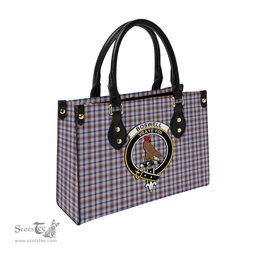 Scottish Boswell Tartan Leather Bag for Women with Family Crest Scottish Plaid Tartan Plaid - ScotsTee - scotstee.com