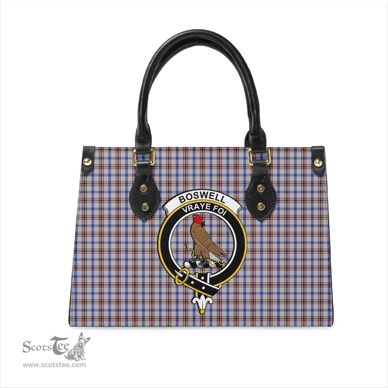 Scottish Boswell Tartan Leather Bag for Women with Family Crest Scottish Plaid Tartan Plaid - ScotsTee - scotstee.com