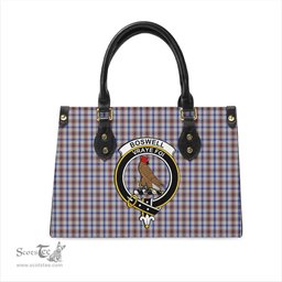 Scottish Boswell Tartan Leather Bag for Women with Family Crest Scottish Plaid Tartan Plaid - ScotsTee - scotstee.com