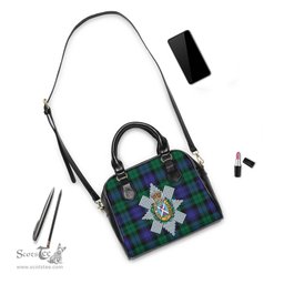 Scottish Black Watch Modern Tartan Shoulder Handbags with Family Crest Scottish Plaid Tartan Plaid - ScotsTee - scotstee.com