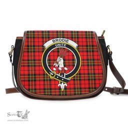 Scottish Brodie Modern Tartan Saddle Crossbody Bag with Family Crest Scottish Plaid Tartan Plaid - ScotsTee - scotstee.com