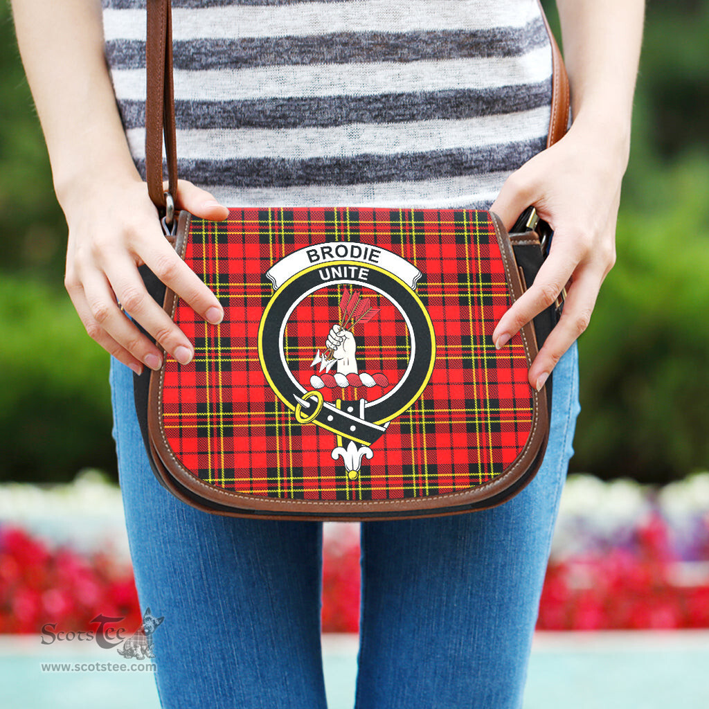 Scottish Brodie Modern Tartan Saddle Crossbody Bag with Family Crest Scottish Plaid Tartan Plaid - ScotsTee - scotstee.com