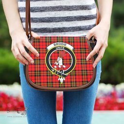 Scottish Brodie Modern Tartan Saddle Crossbody Bag with Family Crest Scottish Plaid Tartan Plaid - ScotsTee - scotstee.com