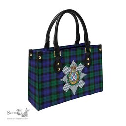 Scottish Black Watch Modern Tartan Leather Bag for Women with Family Crest Scottish Plaid Tartan Plaid - ScotsTee - scotstee.com