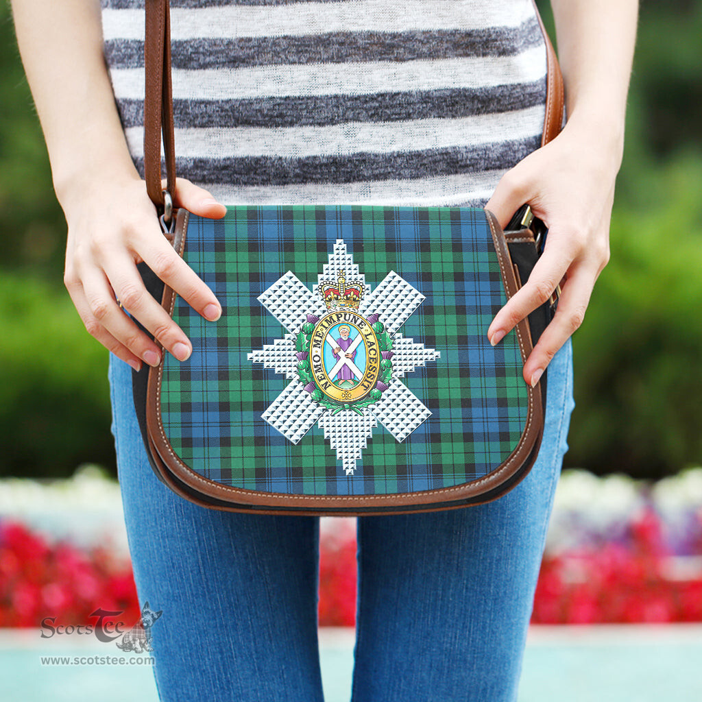Scottish Black Watch Ancient Tartan Saddle Crossbody Bag with Family Crest Scottish Plaid Tartan Plaid - ScotsTee - scotstee.com