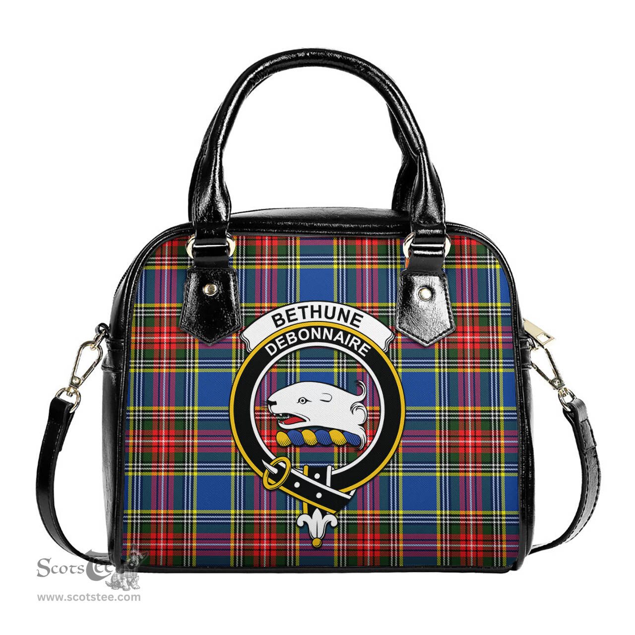 Scottish Bethune Tartan Shoulder Handbags with Family Crest Scottish Plaid Tartan Plaid - ScotsTee - scotstee.com
