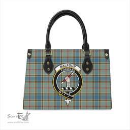 Scottish Balfour Blue Tartan Leather Bag for Women with Family Crest Scottish Plaid Tartan Plaid - ScotsTee - scotstee.com