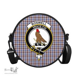 Scottish Boswell Tartan Round Crossbody Bags - Round Purse with Family Crest Scottish Plaid Tartan Plaid - ScotsTee - scotstee.com