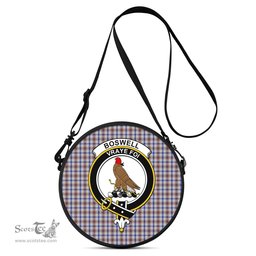 Scottish Boswell Tartan Round Crossbody Bags - Round Purse with Family Crest Scottish Plaid Tartan Plaid - ScotsTee - scotstee.com