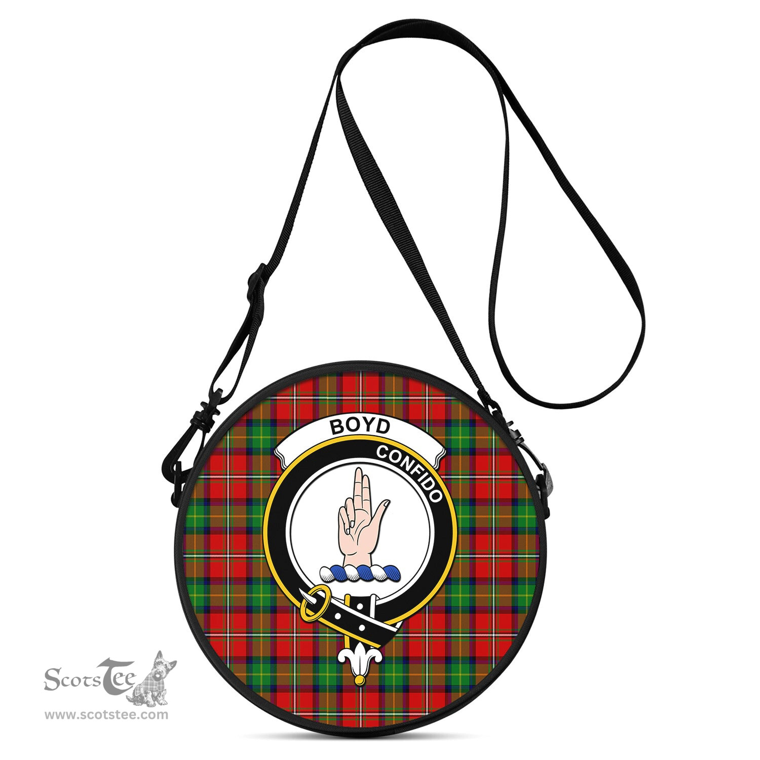 Scottish Boyd Modern Tartan Round Crossbody Bags - Round Purse with Family Crest Scottish Plaid Tartan Plaid - ScotsTee - scotstee.com
