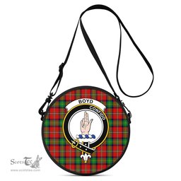 Scottish Boyd Modern Tartan Round Crossbody Bags - Round Purse with Family Crest Scottish Plaid Tartan Plaid - ScotsTee - scotstee.com