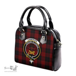 Scottish Cameron Black and Red Tartan Shoulder Handbags with Family Crest Scottish Plaid Tartan Plaid - ScotsTee - scotstee.com