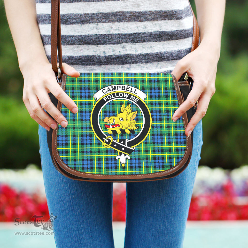 Scottish Campbell of Breadalbane Ancient Tartan Saddle Crossbody Bag with Family Crest Scottish Plaid Tartan Plaid - ScotsTee - scotstee.com