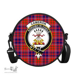 Scottish Cameron of Lochiel Modern Tartan Round Crossbody Bags - Round Purse with Family Crest Scottish Plaid Tartan Plaid - ScotsTee - scotstee.com