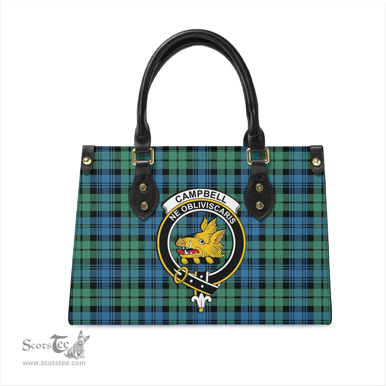 Scottish Campbell Ancient 01 Tartan Leather Bag for Women with Family Crest Scottish Plaid Tartan Plaid - ScotsTee - scotstee.com