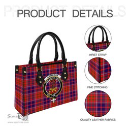 Scottish Cameron of Lochiel Modern Tartan Leather Bag for Women with Family Crest Scottish Plaid Tartan Plaid - ScotsTee - scotstee.com