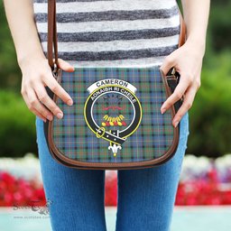 Scottish Cameron of Erracht Ancient Tartan Saddle Crossbody Bag with Family Crest Scottish Plaid Tartan Plaid - ScotsTee - scotstee.com