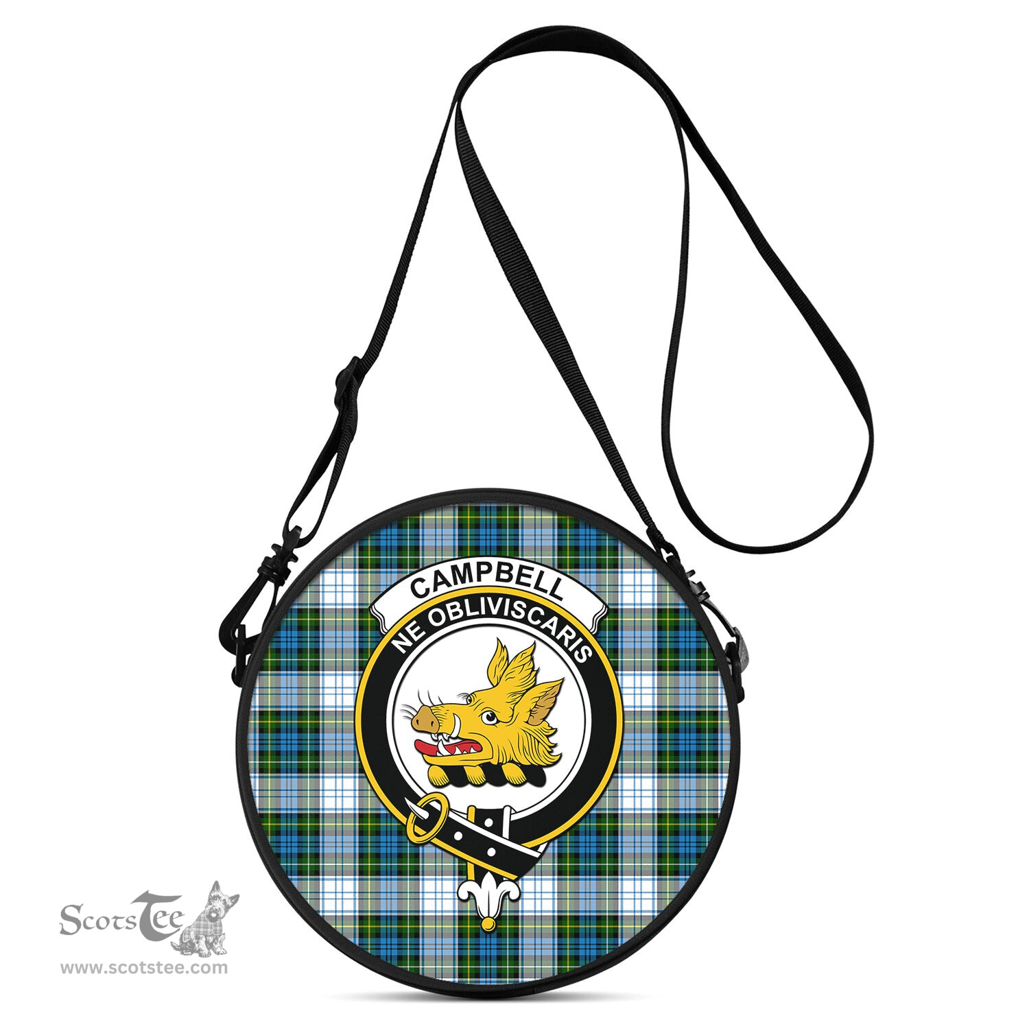 Scottish Campbell Dress Tartan Round Crossbody Bags - Round Purse with Family Crest Scottish Plaid Tartan Plaid - ScotsTee - scotstee.com