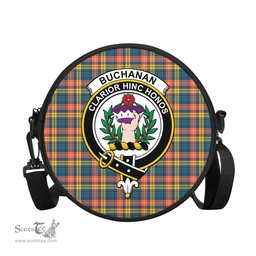 Scottish Buchanan Ancient Tartan Round Crossbody Bags - Round Purse with Family Crest Scottish Plaid Tartan Plaid - ScotsTee - scotstee.com