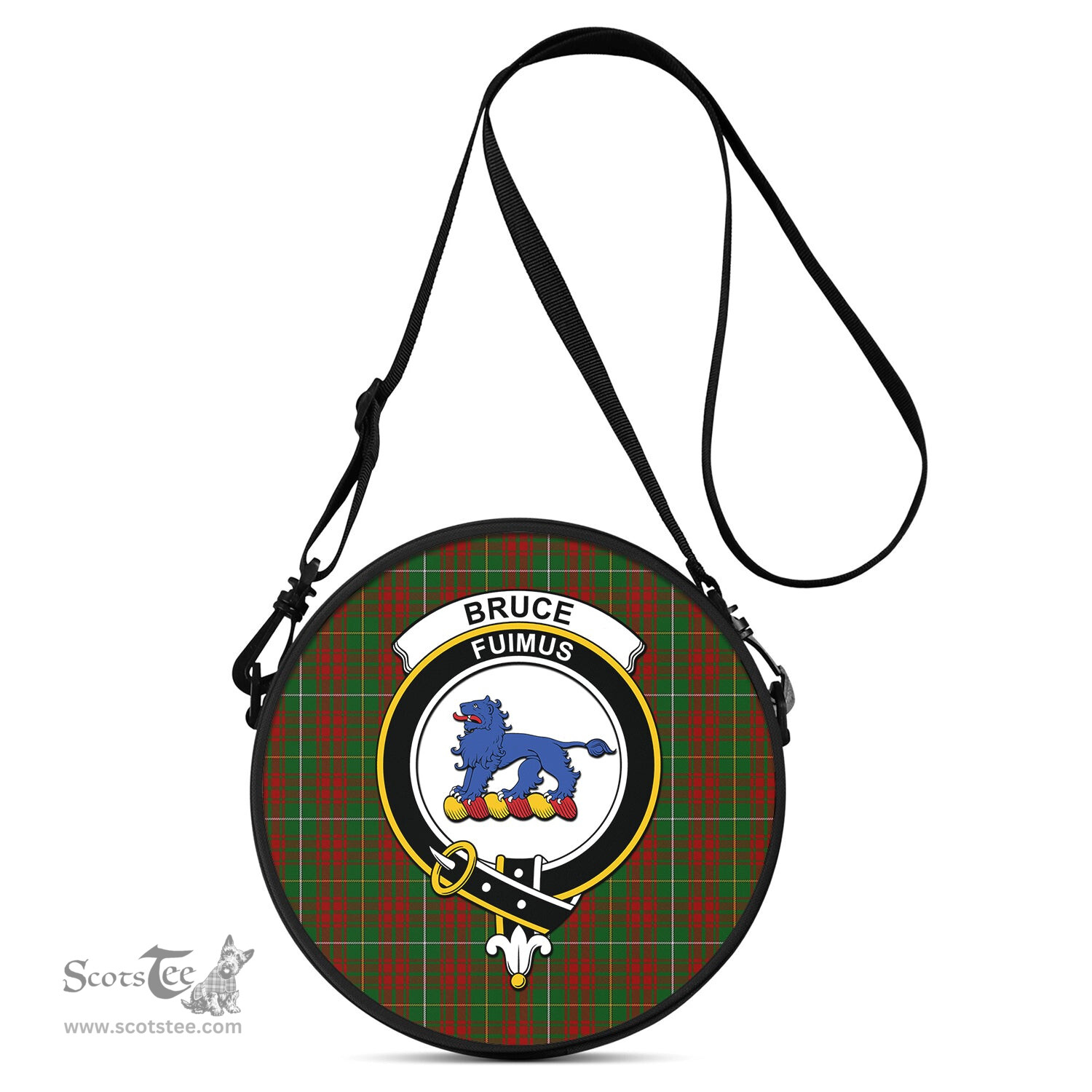 Scottish Bruce Hunting Tartan Round Crossbody Bags - Round Purse with Family Crest Scottish Plaid Tartan Plaid - ScotsTee - scotstee.com