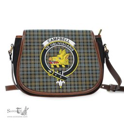 Scottish Campbell Argyll Weathered Tartan Saddle Crossbody Bag with Family Crest Scottish Plaid Tartan Plaid - ScotsTee - scotstee.com