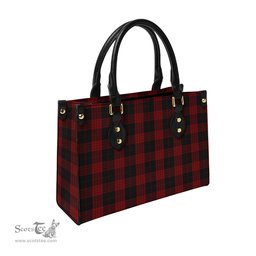 Scottish Cameron Black and Red Tartan Leather Bag for Women Scottish Plaid Tartan Plaid - ScotsTee - scotstee.com