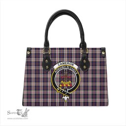 Scottish Cameron of Erracht Dress Tartan Leather Bag for Women with Family Crest Scottish Plaid Tartan Plaid - ScotsTee - scotstee.com