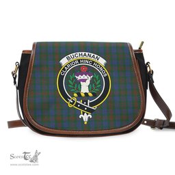 Scottish Buchanan Hunting Tartan Saddle Crossbody Bag with Family Crest Scottish Plaid Tartan Plaid - ScotsTee - scotstee.com